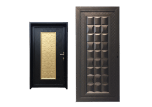 Grey White and Blue Geometric Modern Business Flyer