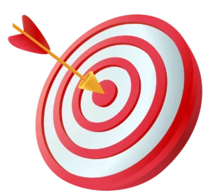 Dart hitting center target 3d icon arrow hitting aim bullseye 3d vector illustration white background goal success achievement marketing strategy concept
